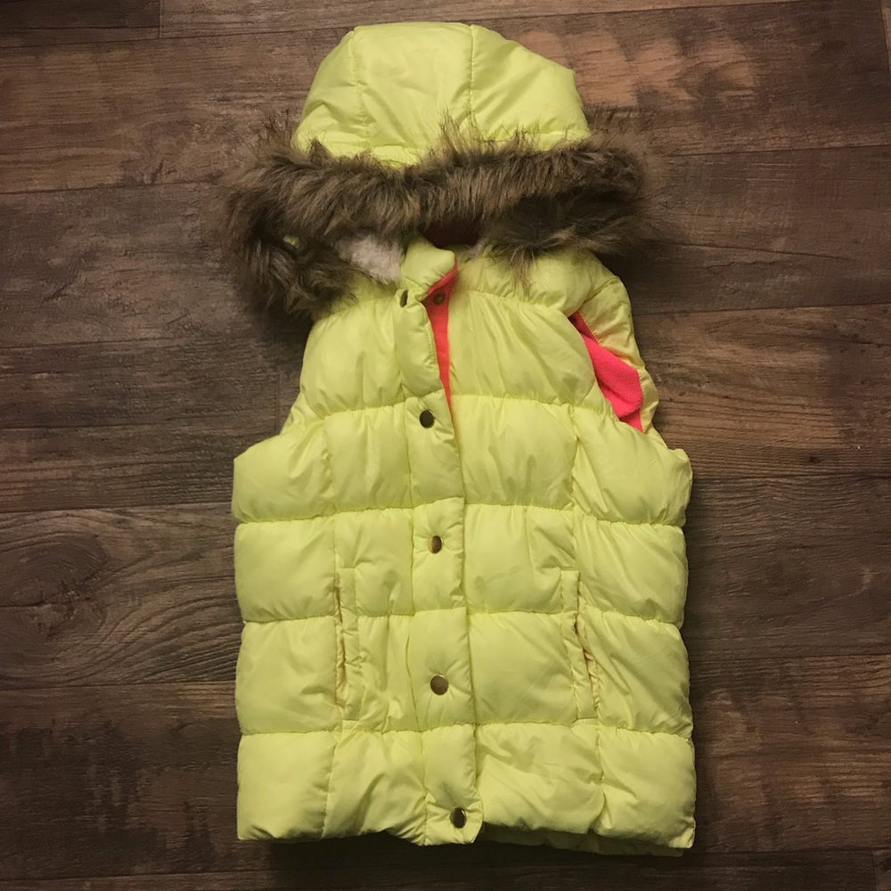 NWOT Double Deer neon yellow puffer vest